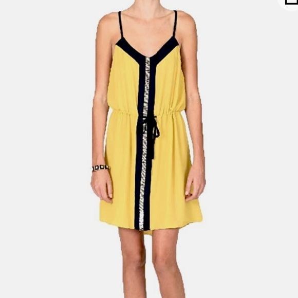 Umgee Yellow Spaghetti String Deep V-Neck Casual Summer Dress size Small - Picture 1 of 6